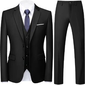 UNINUKOO Mens Suits 3 Piece Classic Fit Wedding Guest Outfit Suit Jacket Pants with Vest