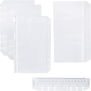 2 PCS PAGE LAVTER (فاصل شفاف) ، حاكم مرجعية على جهاز كمبيوتر ، حامل بطاقة تخزين PVC 1 PVC وحقيبة سحاب واحدة للمخطط الشخصي (شخصي)