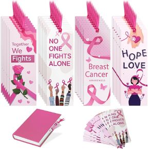 60PCS Breast Cancer Awareness Bulk Items Book Marks - Pink Ribbon Breast Cancer Awareness Accessories Book Marks - Book Mark for Breast Cancer Charity, Office, Fundraiser Events