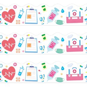 72 Feet Nurse Healthcare Workers Bulletin Board Borders for Nurse Day Party Decoration Doctor Appreciation Week Medical Nursing Nurse School Graduation Classroom Bulletin Board Hospital Décor(White)