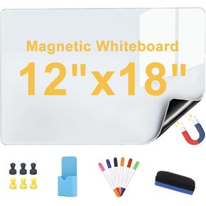 Magnetic Dry Erase Whiteboard Paper 8" x 12", Babenoun Fridge White Board on Wall for Organizer and Planner, Kitchen Refrigerator Shopping List with Marker