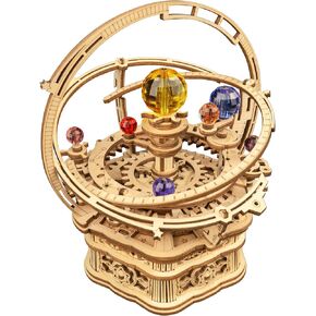 Hands Craft DIY 3D Music Box Wooden Puzzle – Gear Driven, Starry Night Laser Cut Assembly Model Building Kit Brain Teaser Puzzles Educational STEM Toy for Adults and Teens AMK51