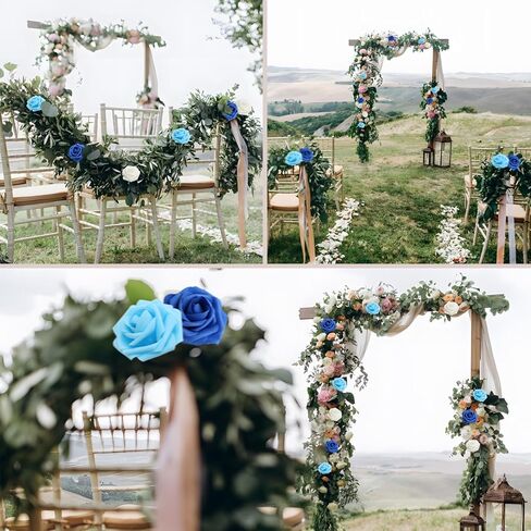 100 قطعة من الزهور الاصطناعية والورود البيضاء ذات المظهر الحقيقي والورود المزيفة بأوراق الشجر وباقات الزفاف DIY لتزيين حفلات الزفاف (أبيض) in Kuwait