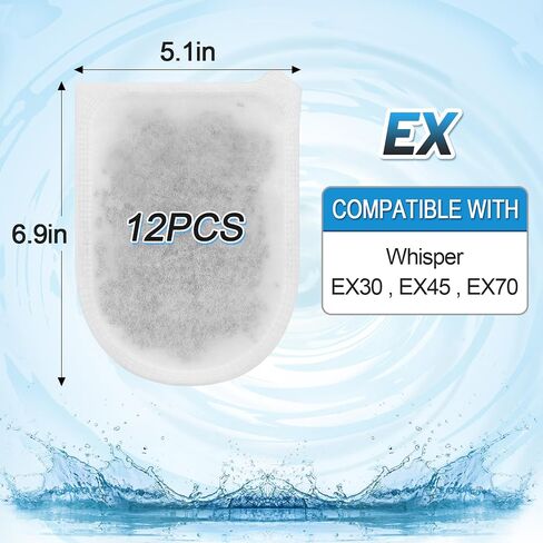MEWTOGO 12PCS خراطيش مرشح EX متوافقة مع مرشحات Tetra Whisper EX30/EX45/EX70 ، مرشح استبدال الحوض مع كربون نشط للغاية لإنشاء بيئة نظيفة جديدة in Kuwait