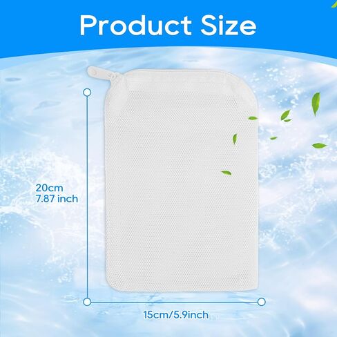 20PCS Aquarium Filter Media Bags for Aquarium with Zipper, Fine Mesh Bag Reusable Strong Polyester for Activated Carbon, Bio Filter Balls, Ceramic Rings, Filter Stones White 7.8" x 5.9" in Saudi Arabia