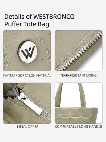 WESTBRONCO Puffer Tote Bags for Women Puffy Quilted Purse Nylon Shoulder Bag and Handbags with Laptop Compartment in Saudi Arabia