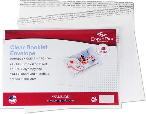 Envelope Crystal Clear Booklet Style 6" x 9", Permanent Tape (5.5″ x 8.5″ Insert Size) Holds Booklets, Catalogs and Brochures. - Box of 500 in Kuwait