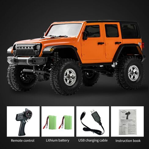 GoolRC RC Crawler 4WD RC Truck, D870 RC Rock Crawler, 1:18 Scale Remote Control Truck, All Terrains Off Road Climbing Car, 2.4GHz Electric Vehicle with LED Light for Adults, Include 2 Battery (Orange) in Saudi Arabia