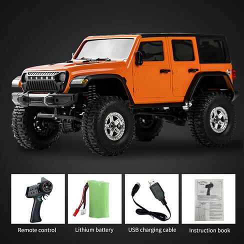 GoolRC RC Crawler 4WD RC Truck, D870 RC Rock Crawler, 1:18 Scale Remote Control Truck, All Terrains Off Road Climbing Car, 2.4GHz Electric Vehicle with LED Light for Adults, Include 2 Battery (Orange) in Saudi Arabia