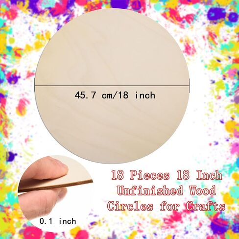 18 Pack 18 Inch Round Wood Circles for Crafts Blank Round Wood Cutouts Unfinished Round Wood Discs Large Unfinished Wood Circles for Door Hanger Design Wood Burning in Saudi Arabia