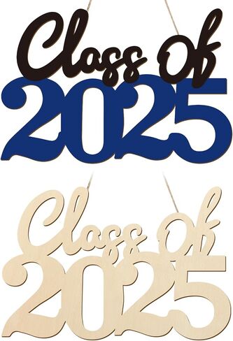 Paintable Graduation Classic of 2025 Ornament Wood Sign, Unfinished Crafts Graduate 2025 Wreath to Paint, Wooden Cutouts DIY Graduation Photo Booth Props Class of 2025 Party Decoration (Graduation in Kuwait