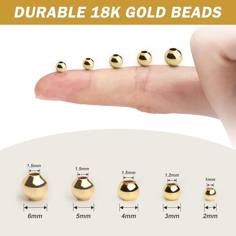 600pcs 2mm 18K Gold Filled Spacer Beads for Bracelets Seamless Tiny Small Gold Round Spacer Beads for Jewelry Making DIY Bracelet Necklace Earring Smooth Metal Circle Beads for Bulk Making Supply in Saudi Arabia