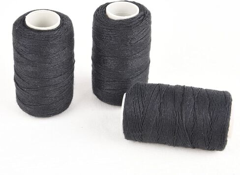 Hair Weaving Threads with 8Pcs C/J/I/T Shaped Needles Sewing Waxed Thread for Hand Sewing, Hair Extensions, Making Wigs DIY (Black-Black-Black) in Saudi Arabia