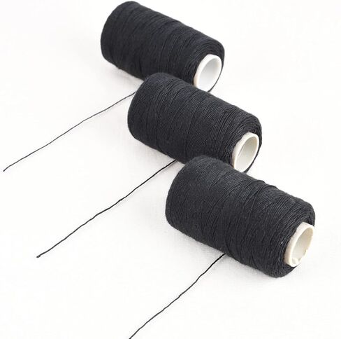 Hair Weaving Threads with 8Pcs C/J/I/T Shaped Needles Sewing Waxed Thread for Hand Sewing, Hair Extensions, Making Wigs DIY (Black-Black-Black) in Saudi Arabia