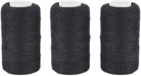 Hair Weaving Threads with 8Pcs C/J/I/T Shaped Needles Sewing Waxed Thread for Hand Sewing, Hair Extensions, Making Wigs DIY (Black-Black-Black) in Saudi Arabia