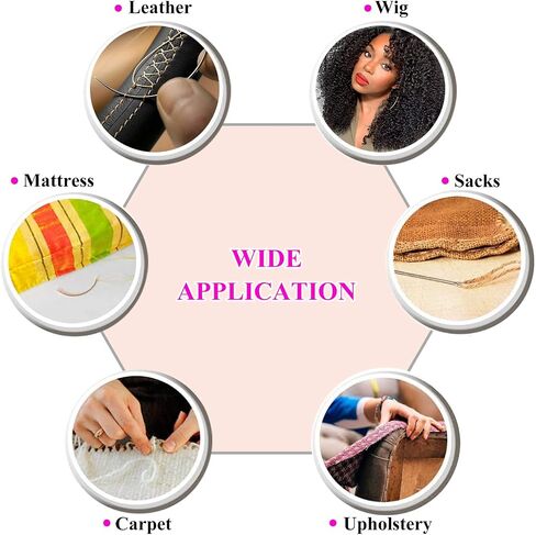 Hair Weaving Threads with 8Pcs C/J/I/T Shaped Needles Sewing Waxed Thread for Hand Sewing, Hair Extensions, Making Wigs DIY (Black-Black-Black) in Saudi Arabia
