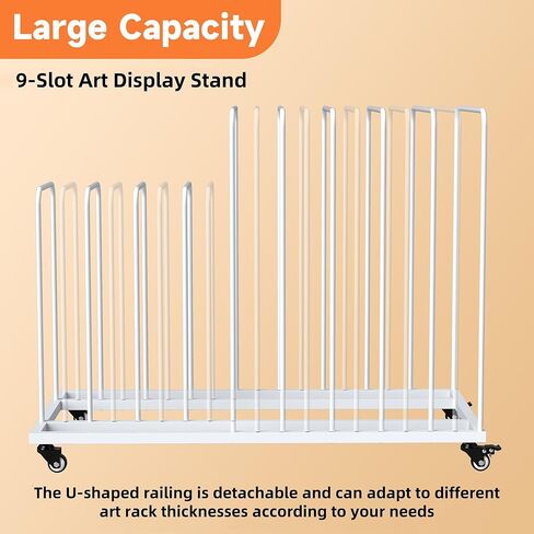 lukar Art Canvas Storage Rack with Wheels, Adjustable Art Storage Rack Metal Artwork Storage Stand for Canvas Boards, Drawing Board, Panels, Printed Matter, Paper Pad for Art Studios in Kuwait