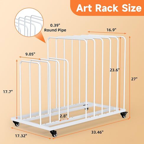 lukar Art Canvas Storage Rack with Wheels, Adjustable Art Storage Rack Metal Artwork Storage Stand for Canvas Boards, Drawing Board, Panels, Printed Matter, Paper Pad for Art Studios in Kuwait