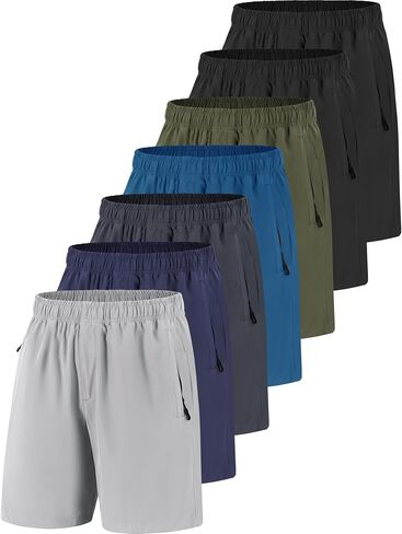 Men Running Athletic Shorts, Quick Dry 7 inch Inseam Gym Workout Men Shorts with Deep Pocket & Zipper in Saudi Arabia
