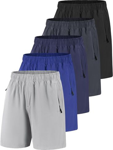 Men Running Athletic Shorts, Quick Dry 7 inch Inseam Gym Workout Men Shorts with Deep Pocket & Zipper in Saudi Arabia