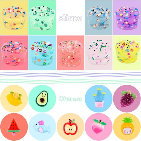 Jelly Cube Clear Slime Kit 9 Pack for Kids, Crunchy Slime, Stress Relief Toy, Party Favors for Girl Boys 6 7 8 9 10 11 12 in Saudi Arabia