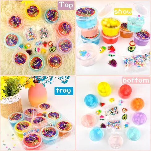 Jelly Cube Clear Slime Kit 9 Pack for Kids, Crunchy Slime, Stress Relief Toy, Party Favors for Girl Boys 6 7 8 9 10 11 12 in Saudi Arabia