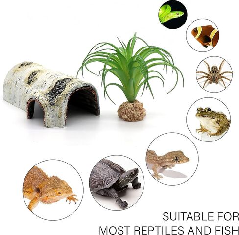 Reptile Hides and Caves Birch Tree Bark Trunk Habitats Decor Aquarium Decoration Wood for Lizard Geckos Snake Spiders Frogs Turtle (Small) in Kuwait