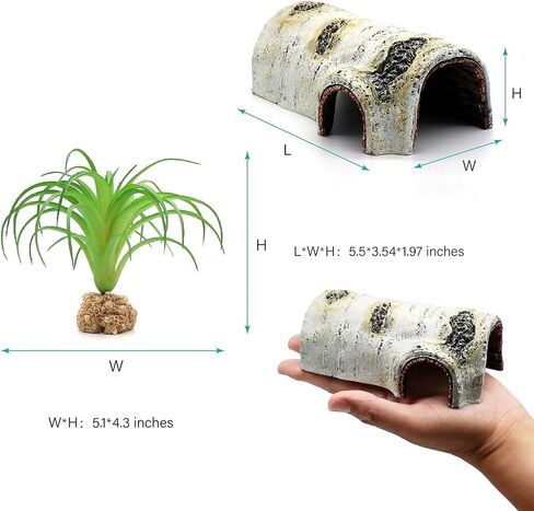 Reptile Hides and Caves Birch Tree Bark Trunk Habitats Decor Aquarium Decoration Wood for Lizard Geckos Snake Spiders Frogs Turtle (Small) in Kuwait