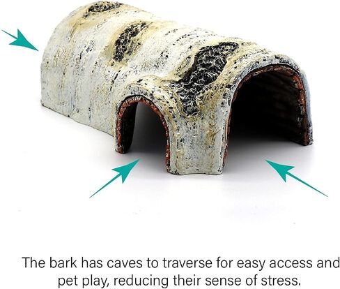 Reptile Hides and Caves Birch Tree Bark Trunk Habitats Decor Aquarium Decoration Wood for Lizard Geckos Snake Spiders Frogs Turtle (Small) in Kuwait