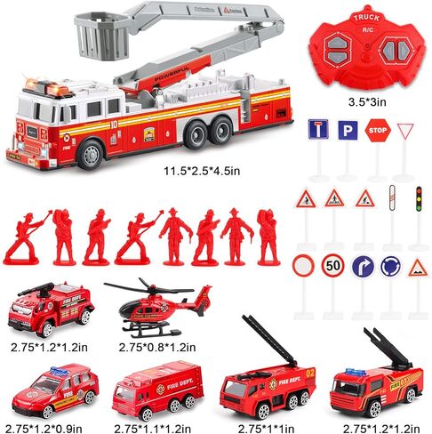 Deao Fire Truck Toys for Boys with Lights and Sounds ، RC Remote Control مع سلم 360 متناوبًا ، سحب هدايا للسيارات لـ 3 4 5 6 BOYS Girls Kids (الطبعة الكلاسيكية) in Kuwait