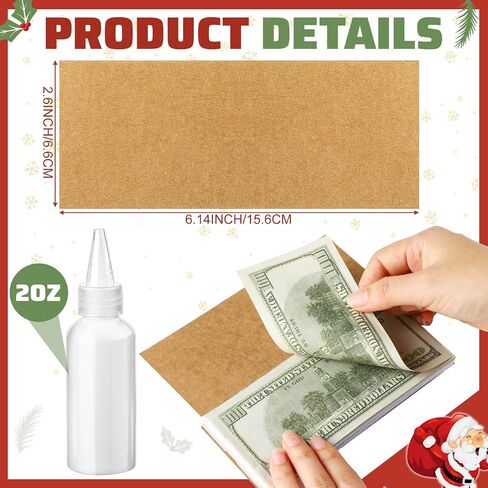 Fullhawl 12 Set Money Pad Kit 24 Pcs Kraft Paper Money Gift Holder DIY Padding Kit Includes 2oz of Notepad Padding Compound Cash Holder for Holiday in Saudi Arabia