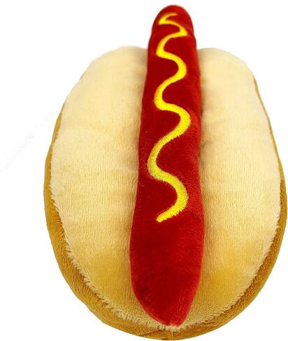 Pets First NHL New York Rangers HOT Dog Plush Dog & CAT Squeak Toy - Cutest HOT-Dog Snack Plush Toy for Dogs & Cats with Inner Squeaker & Beautiful Hockey Team Name/Logo 8 x 5 x 3 Inches in Kuwait
