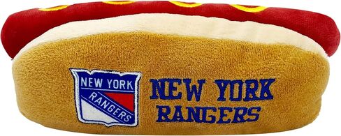 Pets First NHL New York Rangers HOT Dog Plush Dog & CAT Squeak Toy - Cutest HOT-Dog Snack Plush Toy for Dogs & Cats with Inner Squeaker & Beautiful Hockey Team Name/Logo 8 x 5 x 3 Inches in Kuwait