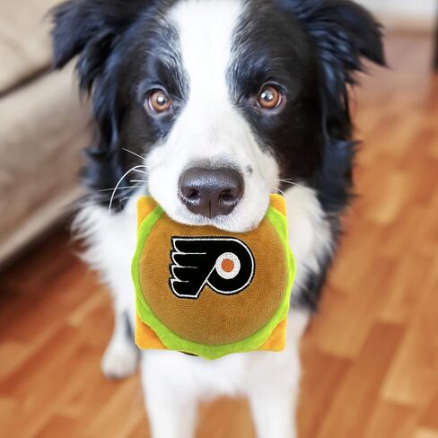 Pets First NHL New York Rangers HOT Dog Plush Dog & CAT Squeak Toy - Cutest HOT-Dog Snack Plush Toy for Dogs & Cats with Inner Squeaker & Beautiful Hockey Team Name/Logo 8 x 5 x 3 Inches in Kuwait
