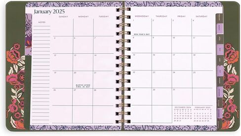 Vera Bradley 2025 Large Planner Daily & Monthly ، و 12 شهرًا أجندة غلاف مؤرقة في يناير 2025-ديسمبر 2025 ، ومخطط لطيف مع ملصقات ، وجيوب ، وربط دوامة (زهور شامبانيا خضراء) in Kuwait
