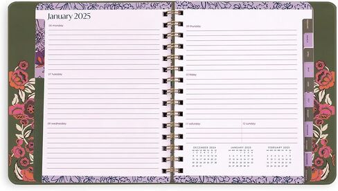 Vera Bradley 2025 Large Planner Daily & Monthly ، و 12 شهرًا أجندة غلاف مؤرقة في يناير 2025-ديسمبر 2025 ، ومخطط لطيف مع ملصقات ، وجيوب ، وربط دوامة (زهور شامبانيا خضراء) in Kuwait