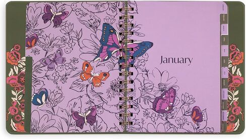 Vera Bradley 2025 Large Planner Daily & Monthly ، و 12 شهرًا أجندة غلاف مؤرقة في يناير 2025-ديسمبر 2025 ، ومخطط لطيف مع ملصقات ، وجيوب ، وربط دوامة (زهور شامبانيا خضراء) in Kuwait