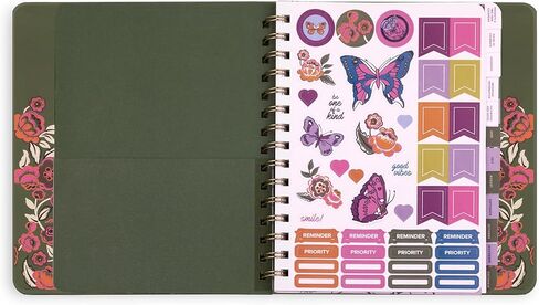 Vera Bradley 2025 Large Planner Daily & Monthly ، و 12 شهرًا أجندة غلاف مؤرقة في يناير 2025-ديسمبر 2025 ، ومخطط لطيف مع ملصقات ، وجيوب ، وربط دوامة (زهور شامبانيا خضراء) in Kuwait