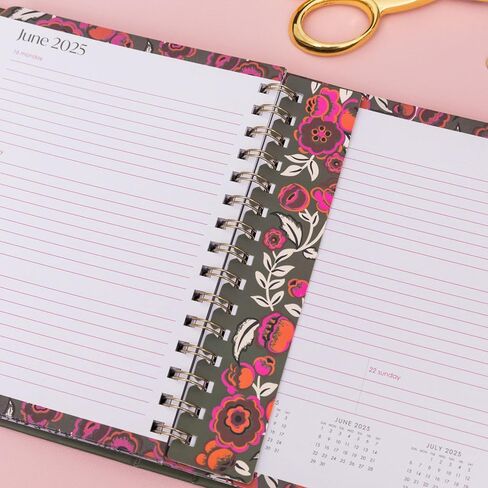 Vera Bradley 2025 Large Planner Daily & Monthly ، و 12 شهرًا أجندة غلاف مؤرقة في يناير 2025-ديسمبر 2025 ، ومخطط لطيف مع ملصقات ، وجيوب ، وربط دوامة (زهور شامبانيا خضراء) in Kuwait