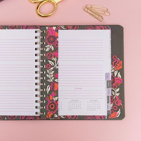 Vera Bradley 2025 Large Planner Daily & Monthly ، و 12 شهرًا أجندة غلاف مؤرقة في يناير 2025-ديسمبر 2025 ، ومخطط لطيف مع ملصقات ، وجيوب ، وربط دوامة (زهور شامبانيا خضراء) in Kuwait