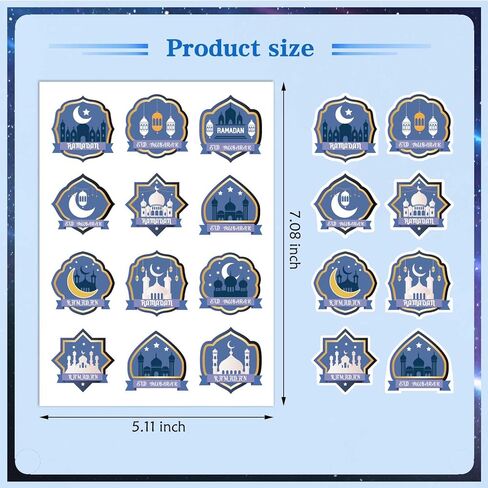 Eid Mubarak Stickers Ramadan Kareem Stickers Labels Gifts for Islamic Muslim رمضان مبارك Holy Kaaba Quran Ramadan Decoration for Eid Al Fitr Gift Box Tag, Islamic Muslim Ramadan Party in Kuwait