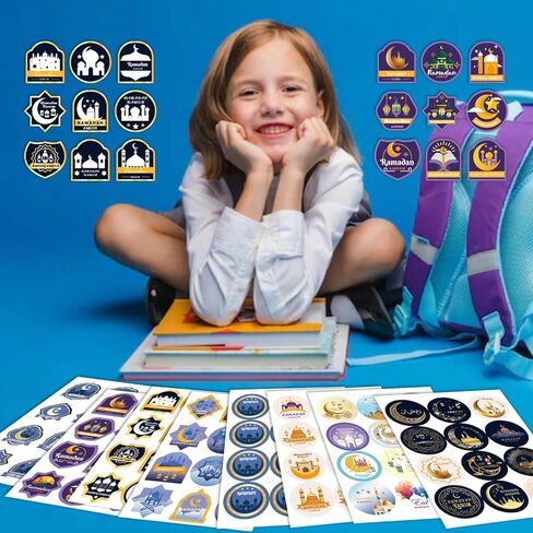 Eid Mubarak Stickers Ramadan Kareem Stickers Labels Gifts for Islamic Muslim رمضان مبارك Holy Kaaba Quran Ramadan Decoration for Eid Al Fitr Gift Box Tag, Islamic Muslim Ramadan Party in Kuwait