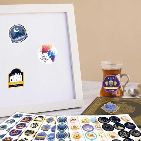 Eid Mubarak Stickers Ramadan Kareem Stickers Labels Gifts for Islamic Muslim رمضان مبارك Holy Kaaba Quran Ramadan Decoration for Eid Al Fitr Gift Box Tag, Islamic Muslim Ramadan Party in Kuwait