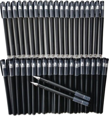 Black Gel Pens,60 Pack Gel Ink Pens 0.5 mm,Bulk Gel Pens Black Ink Bulk Fine Point,Gel Pens With Cap,Used for School,Office Writing,Comfort Grip Smooth Writing. (Black) in Saudi Arabia