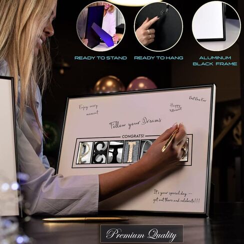 Framed Rose Gold Retirement Decorations Guest Book 12"x16" for Women - Happy Retirement Party Decorations - including Rose Gold Pen & Acrylic Glass - Unique Retired Gift in Saudi Arabia