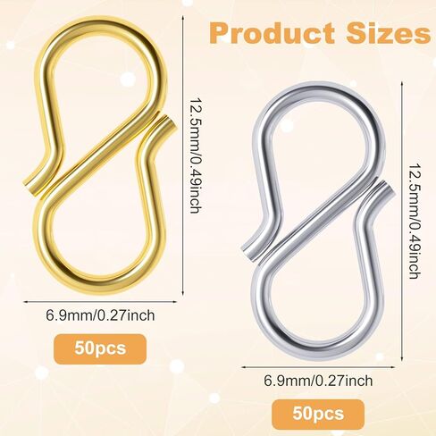 100 PCS Necklace Shortener, PAGOW S-Hook Necklace Clasp, DIY Jewelry Repair Kit for Necklace Bracelet Jewelry Making in Kuwait