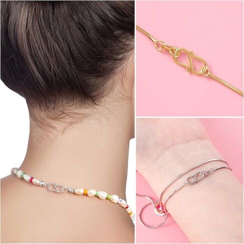 100 PCS Necklace Shortener, PAGOW S-Hook Necklace Clasp, DIY Jewelry Repair Kit for Necklace Bracelet Jewelry Making in Kuwait