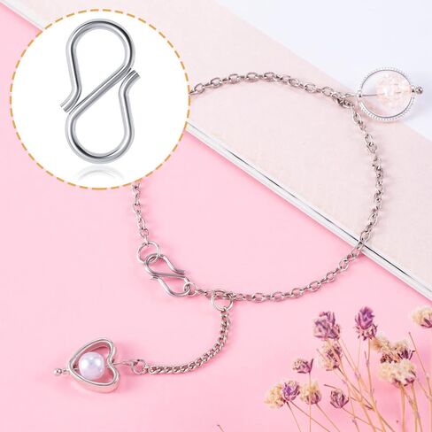 100 PCS Necklace Shortener, PAGOW S-Hook Necklace Clasp, DIY Jewelry Repair Kit for Necklace Bracelet Jewelry Making in Kuwait