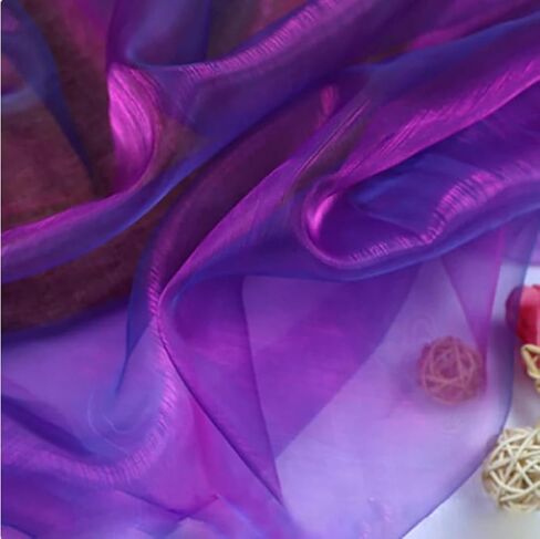 YYCRAFT Two Tone Sheer Organza Fabric by The Yard for Curtain Weddings Decor 2 Yards, Iridescent Purple in Kuwait