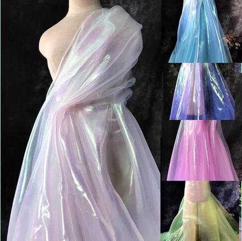 YYCRAFT Two Tone Sheer Organza Fabric by The Yard for Curtain Weddings Decor 2 Yards, Iridescent Purple in Kuwait